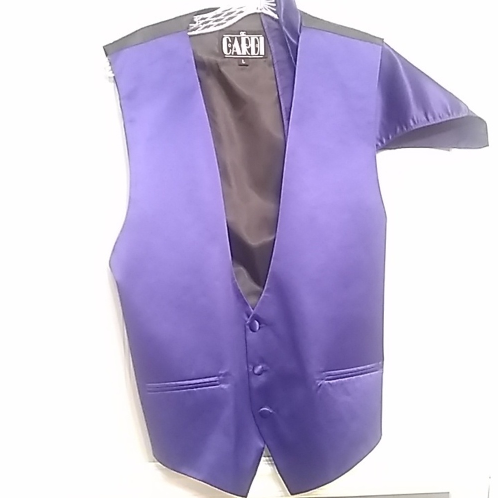 MENS purple satin vest set